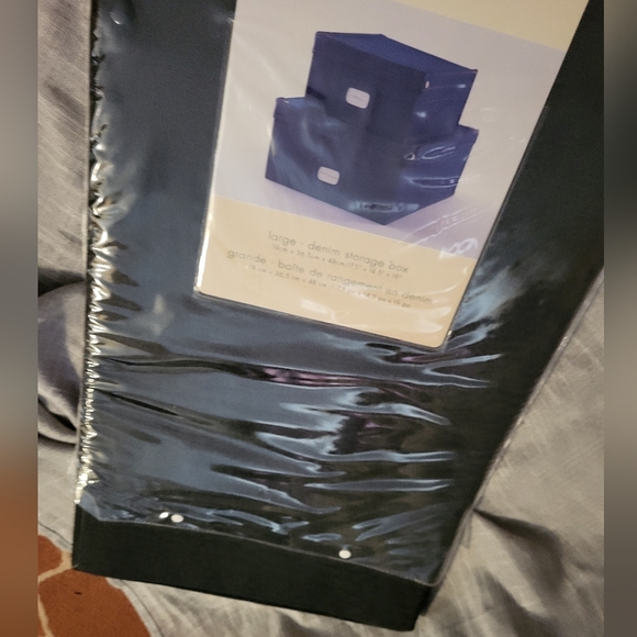 NWT Denim Cotton Blend Rectangular Storage Drawer with Handle, Set of 2 - Picture 2 of 12